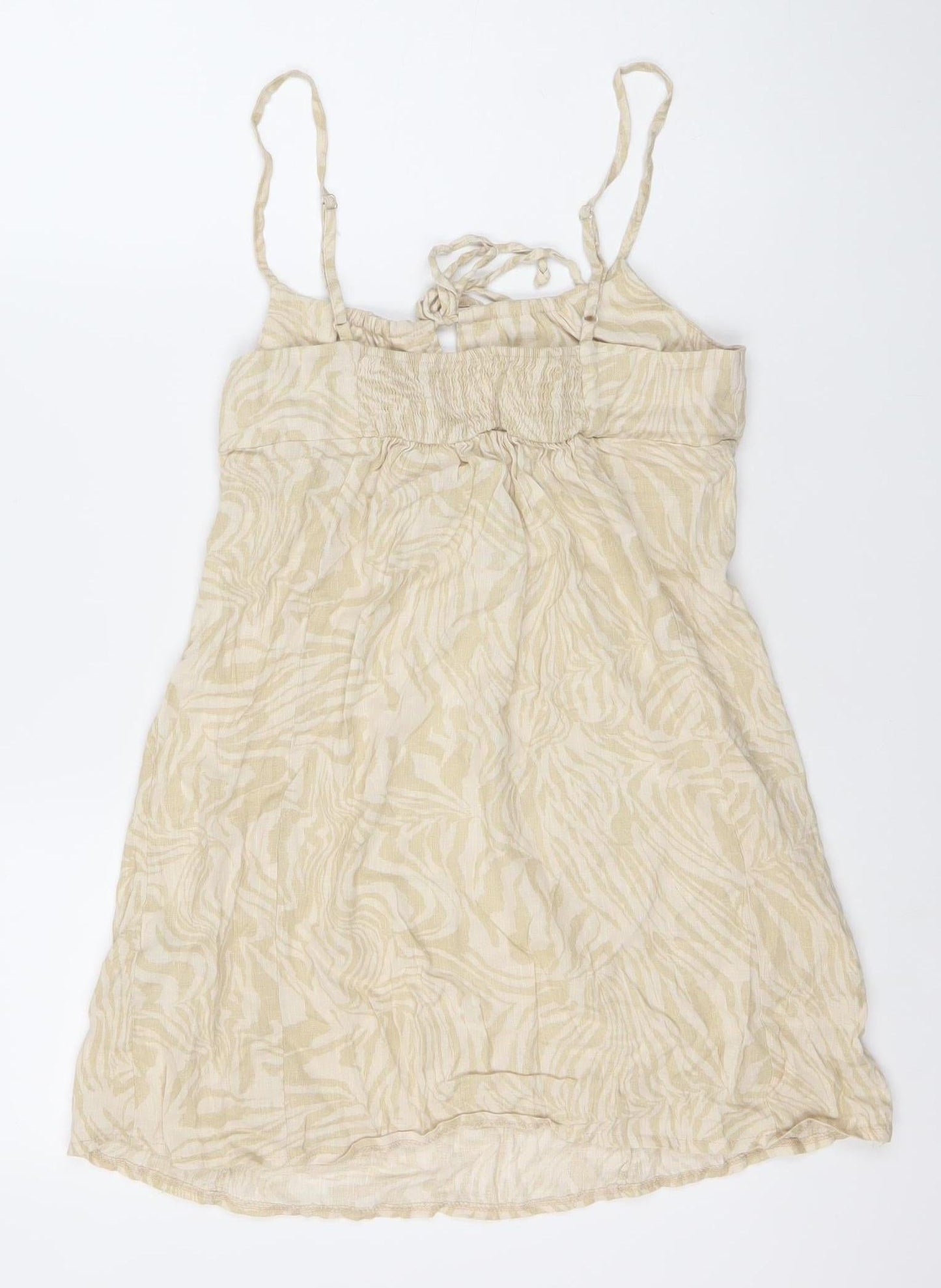 Subdued Women’s Beige Animal Print XS Slip Dress Cotton Linen