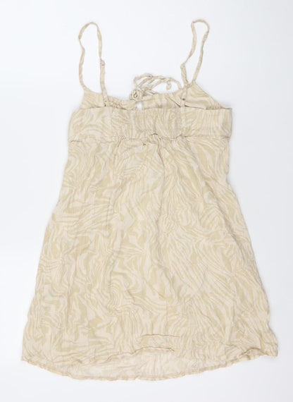 Subdued Women’s Beige Animal Print XS Slip Dress Cotton Linen