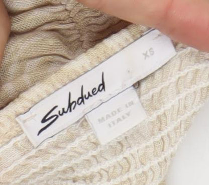 Subdued Women’s Beige Animal Print XS Slip Dress Cotton Linen