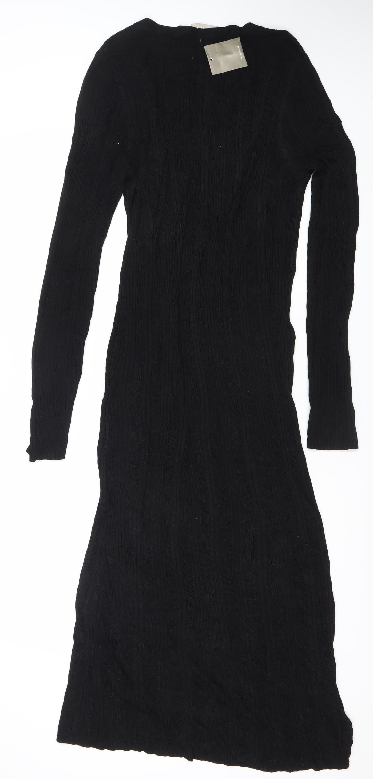 Planet Women’s Black XL Viscose Long Sleeve Button Midi Shirt Dress