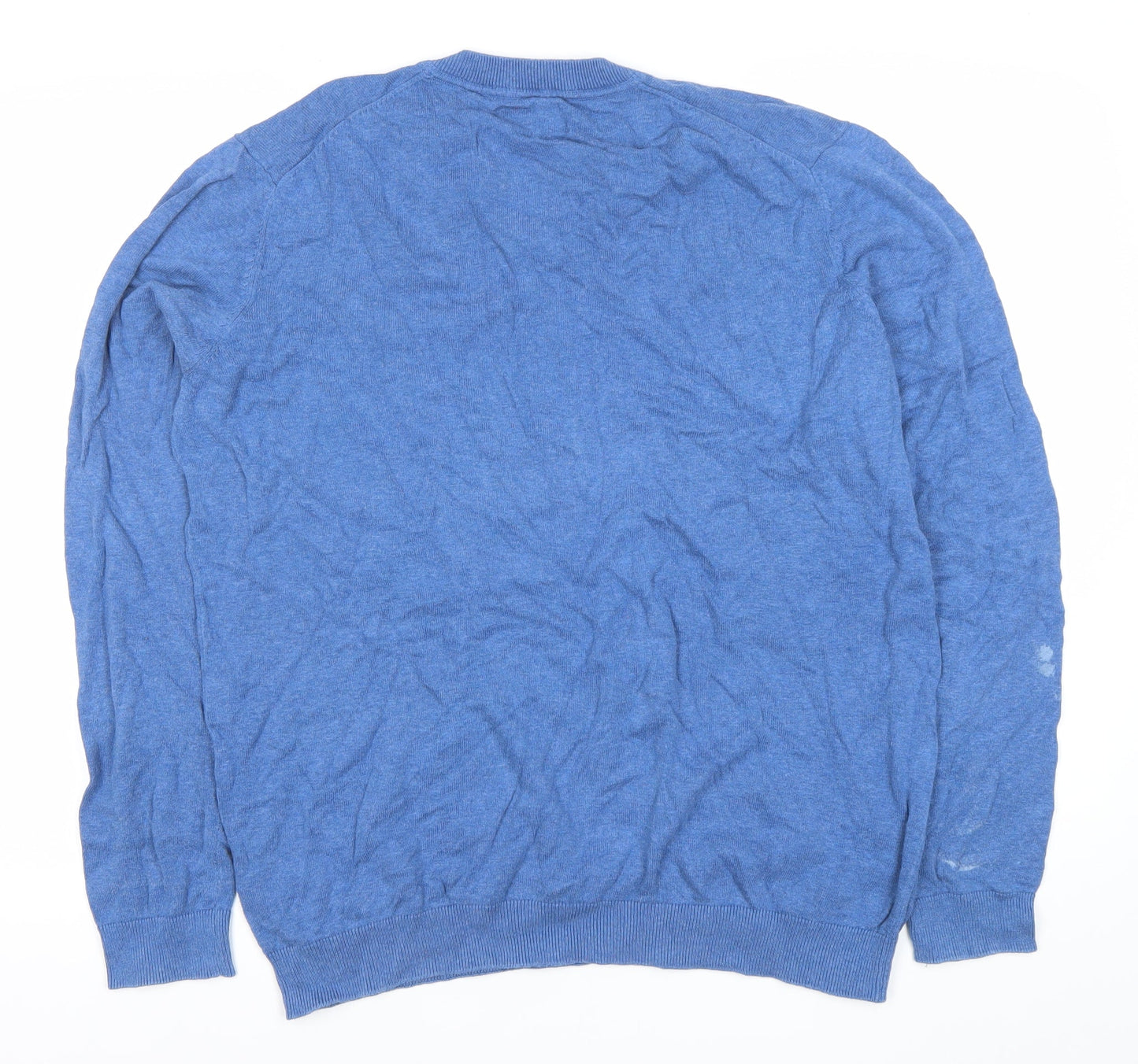 Sfera Men Blue V-Neck Cotton Pullover Jumper 2XL Regular Fit