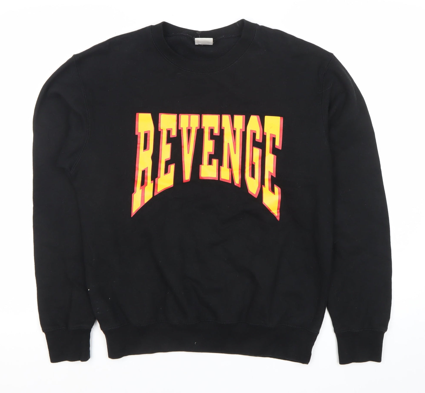 Famona Mens Black Small Pullover Sweatshirt Crew Neck Graphic Logo