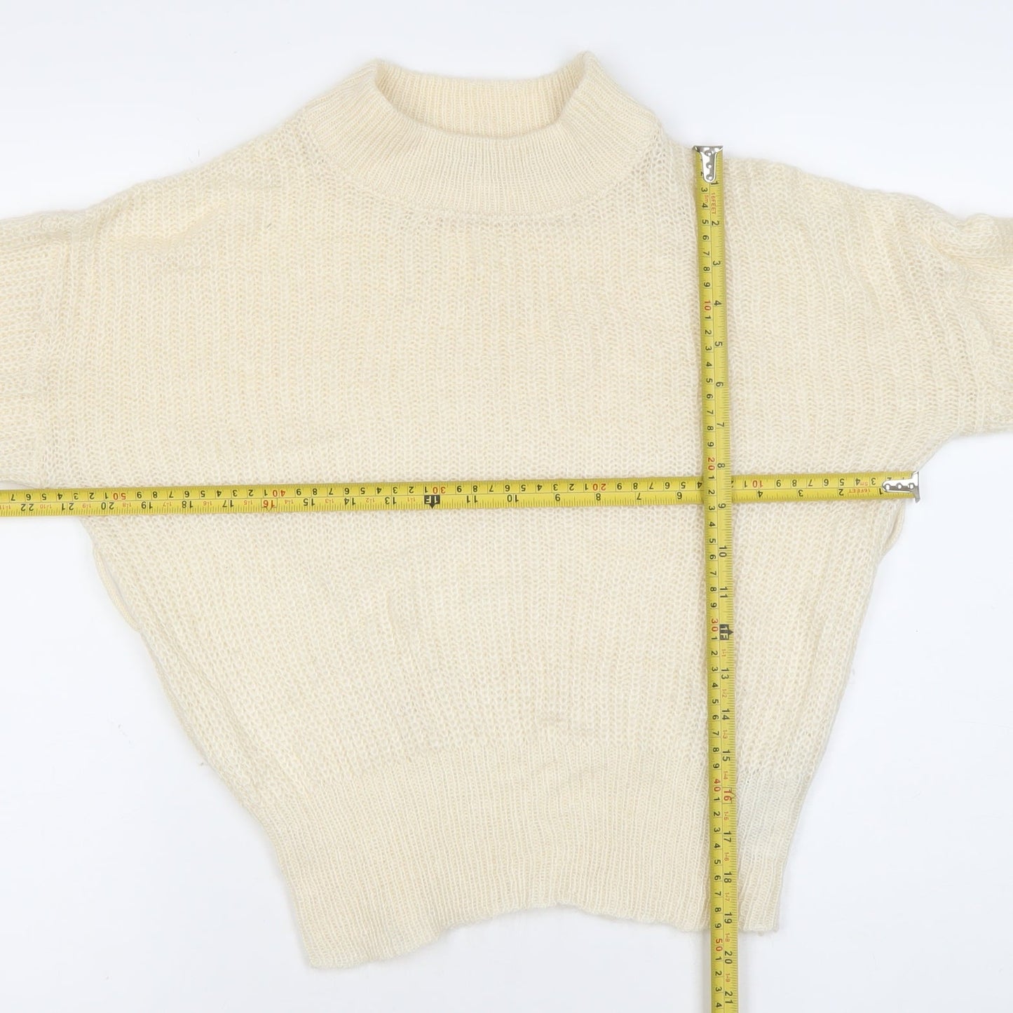 Brave Soul Women’s Ivory Chunky Knit Pullover Jumper S Mock Neck