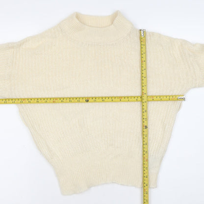 Brave Soul Women’s Ivory Chunky Knit Pullover Jumper S Mock Neck