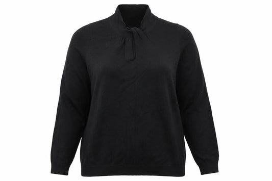 Marks and Spencer Women Black Size 14 Long Sleeve Tie Neck Blouse