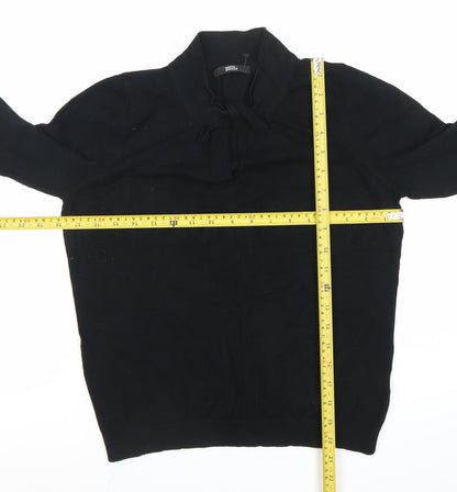 Marks and Spencer Women Black Size 14 Long Sleeve Tie Neck Blouse
