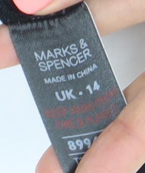 Marks and Spencer Women Black Size 14 Long Sleeve Tie Neck Blouse