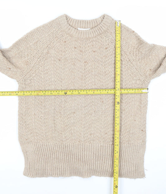 H&M Womens Beige Chunky Knit Wool Blend Pullover Jumper XS