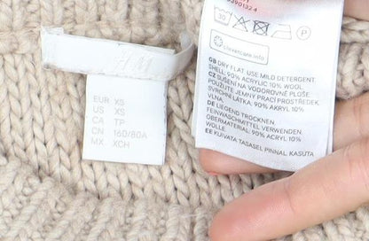 Womens UK Size XS H&M Beige Pullover Jumper