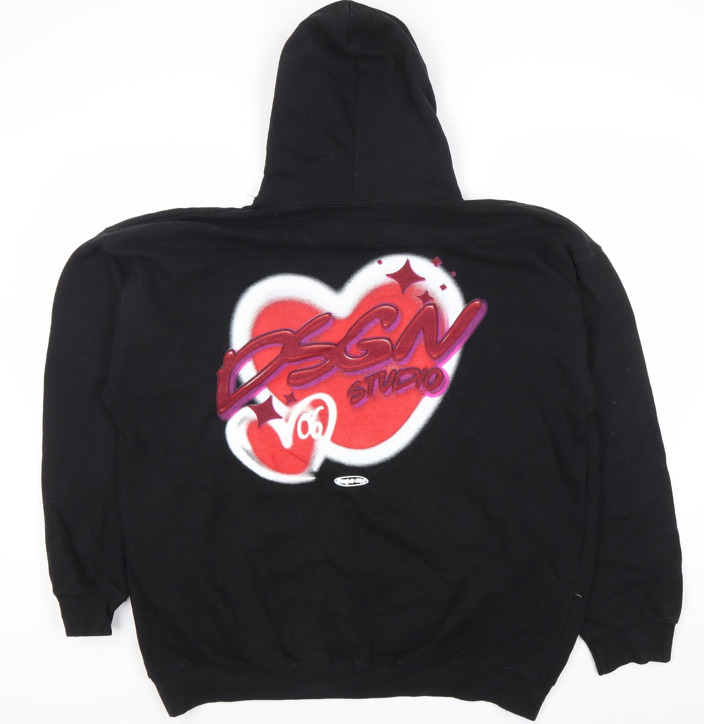 Boohoo Womens Black XL Pullover Hoodie DSGN Studio Graphic Print