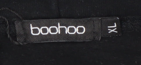 Boohoo Womens Black XL Pullover Hoodie DSGN Studio Graphic Print