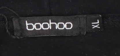 Boohoo Womens Black XL Pullover Hoodie DSGN Studio Graphic Print