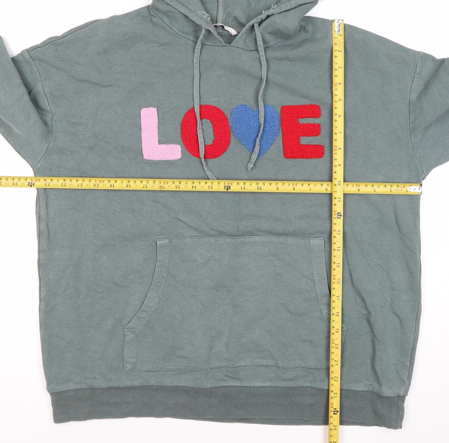 TU Women’s Green Pullover Hoodie Size 16 Love Logo Cotton Blend
