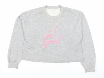 River Island Women’s Grey Embroidered Pullover Sweatshirt Size S
