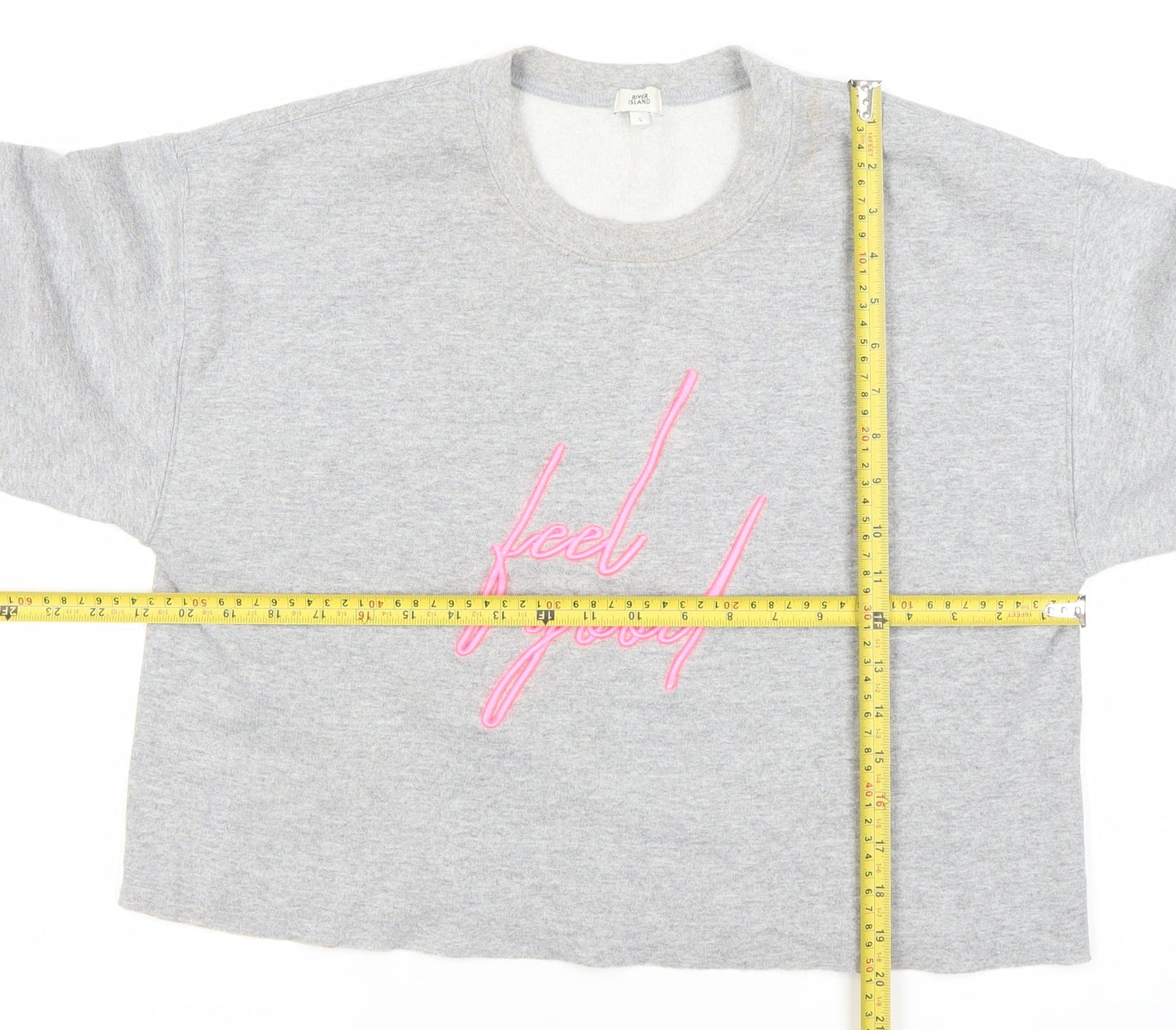 River Island Women’s Grey Embroidered Pullover Sweatshirt Size S