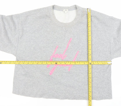 River Island Women’s Grey Embroidered Pullover Sweatshirt Size S