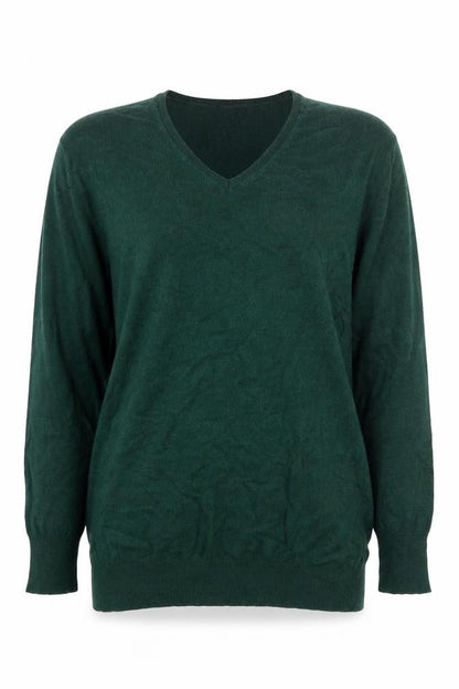 Mango Women’s Green V-Neck Long Sleeve Pullover Jumper Size S
