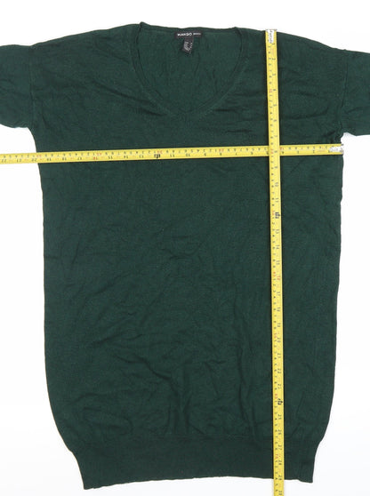 Mango Women’s Green V-Neck Long Sleeve Pullover Jumper Size S
