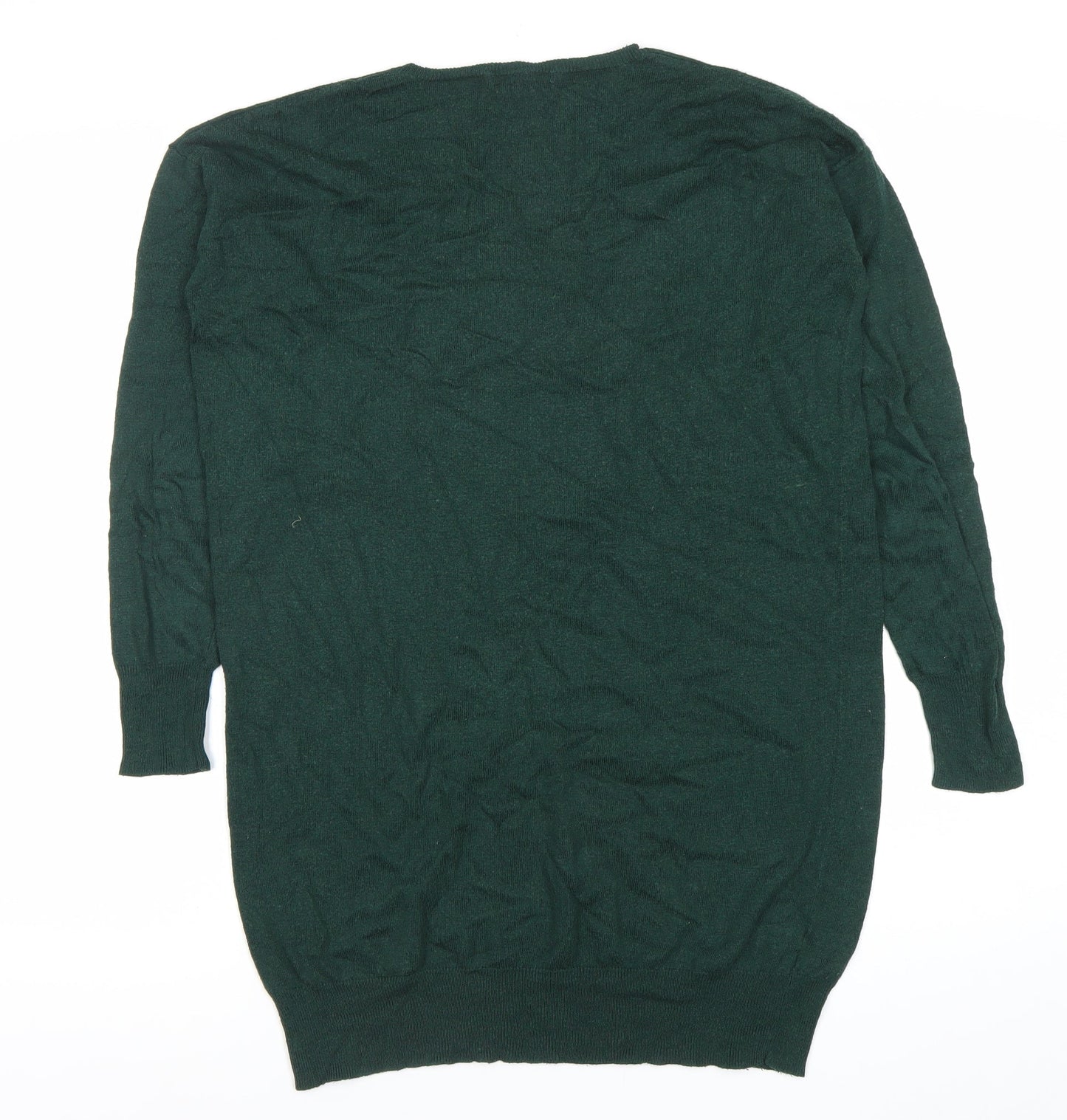 Mango Women’s Green V-Neck Long Sleeve Pullover Jumper Size S