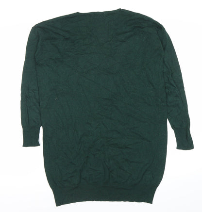 Mango Women’s Green V-Neck Long Sleeve Pullover Jumper Size S