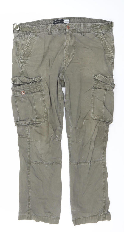 Red Herring Womens Green Cargo Trousers Size 36 Straight Leg