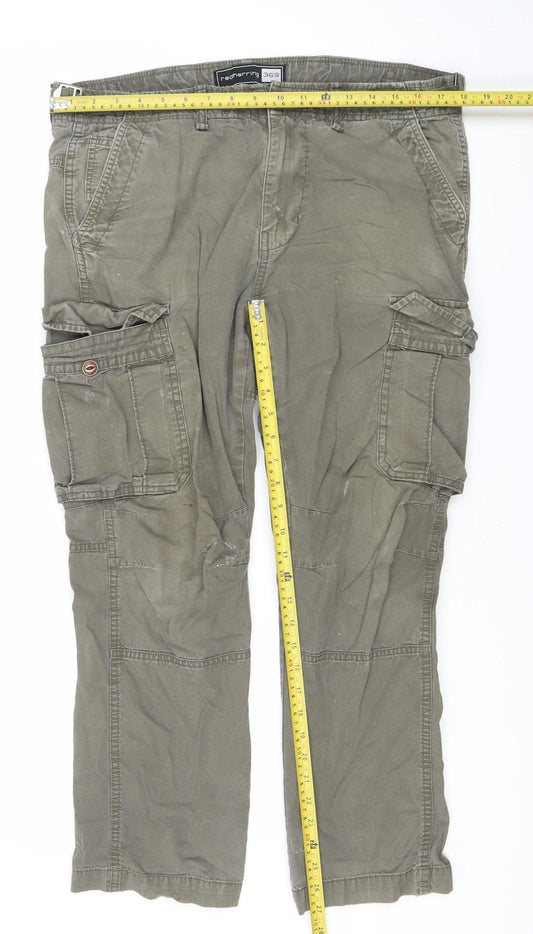 Red Herring Womens Green Cargo Trousers Size 36 Straight Leg