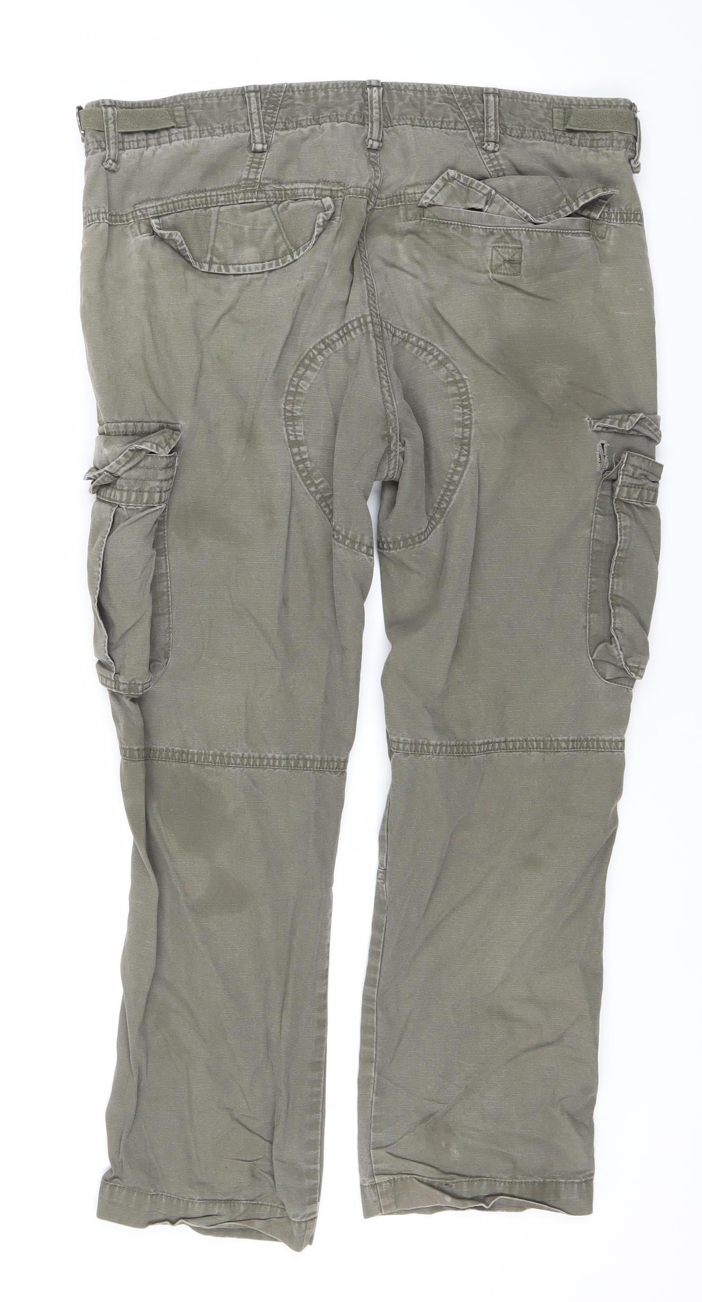 Red Herring Womens Green Cargo Trousers Size 36 Straight Leg