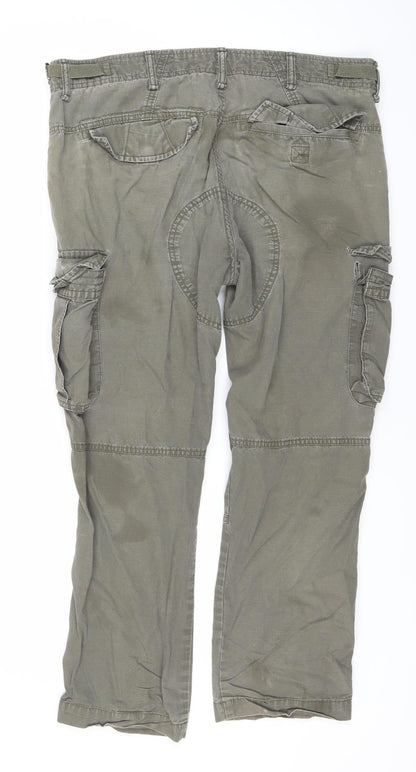 Red Herring Womens Green Cargo Trousers Size 36 Straight Leg