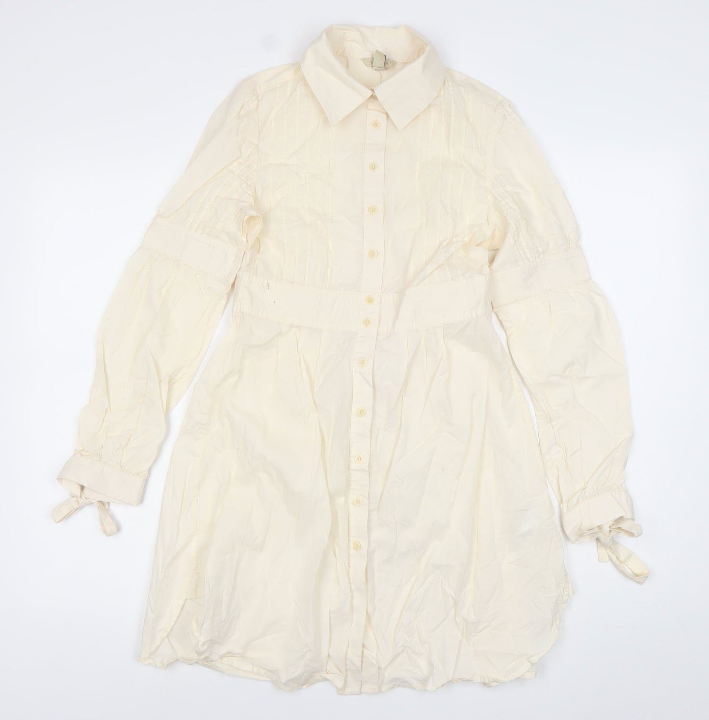 Ted Baker Women’s Ivory Cotton Shirt Dress Size S Long Sleeve