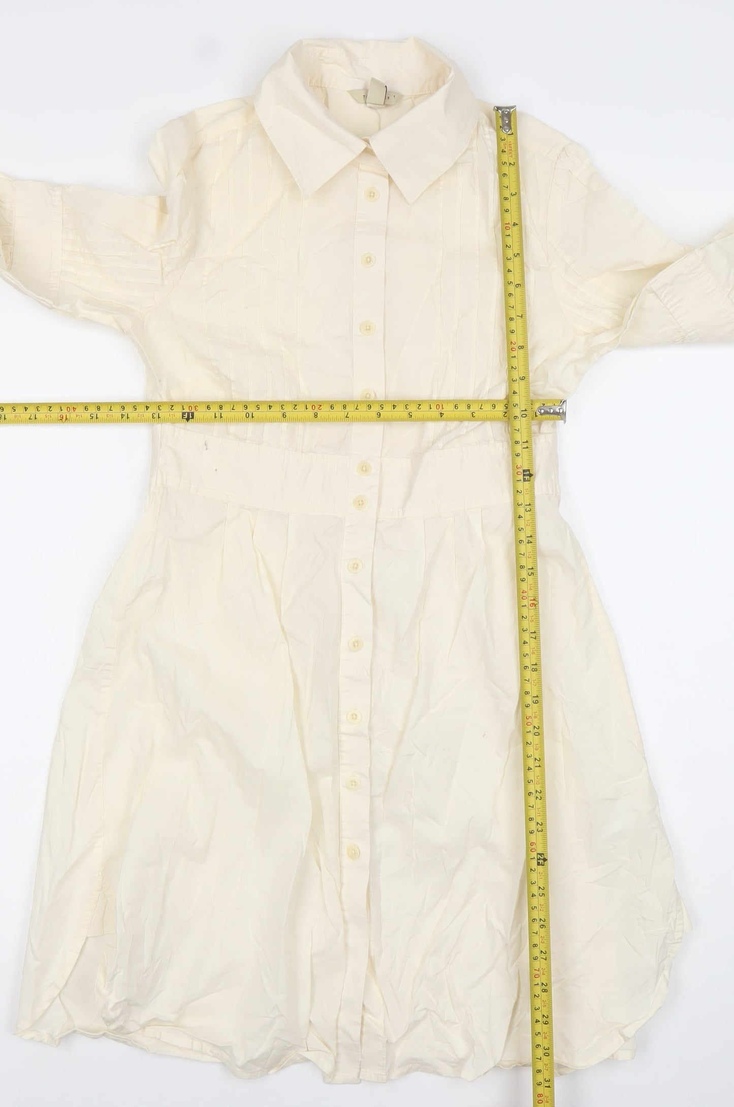 Ted Baker Women’s Ivory Cotton Shirt Dress Size S Long Sleeve