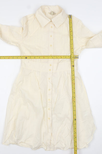Ted Baker Women’s Ivory Cotton Shirt Dress Size S Long Sleeve