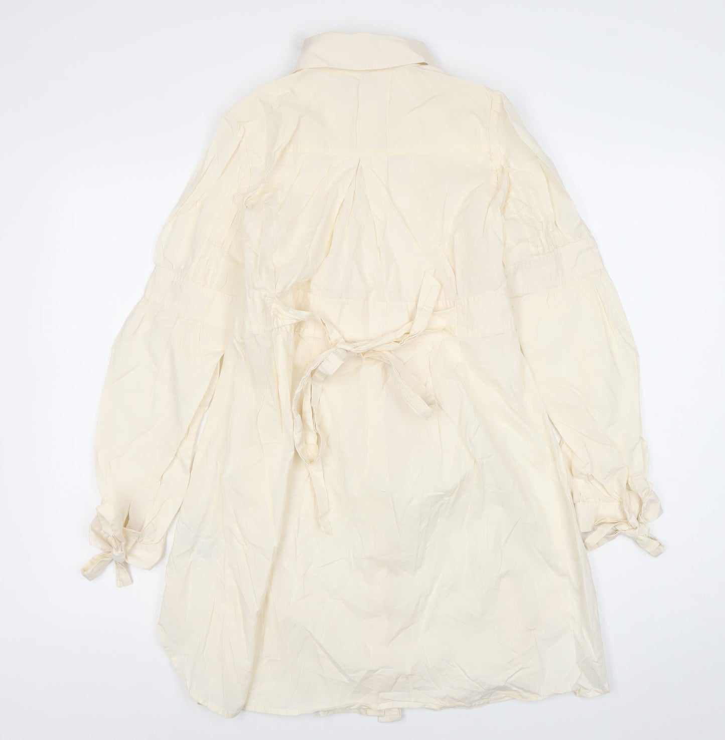 Ted Baker Women’s Ivory Cotton Shirt Dress Size S Long Sleeve