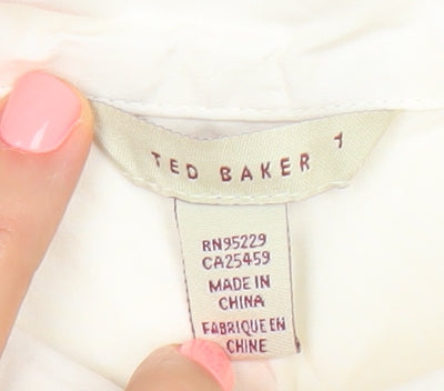 Ted Baker Women’s Ivory Cotton Shirt Dress Size S Long Sleeve