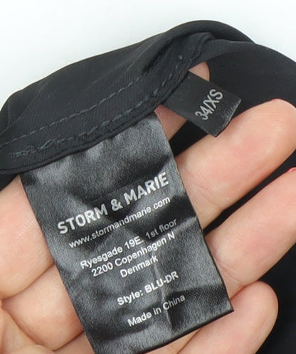 Storm & Marie Womens Black XS A-Line Long Sleeve Short Dress