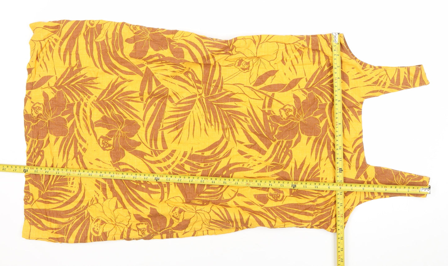 Next Women’s Yellow Floral Linen Blend Slip Dress Size 10