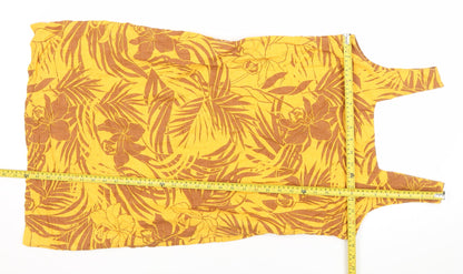 Next Women’s Yellow Floral Linen Blend Slip Dress Size 10