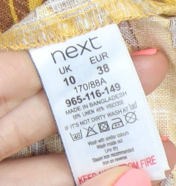 Next Women’s Yellow Floral Linen Blend Slip Dress Size 10