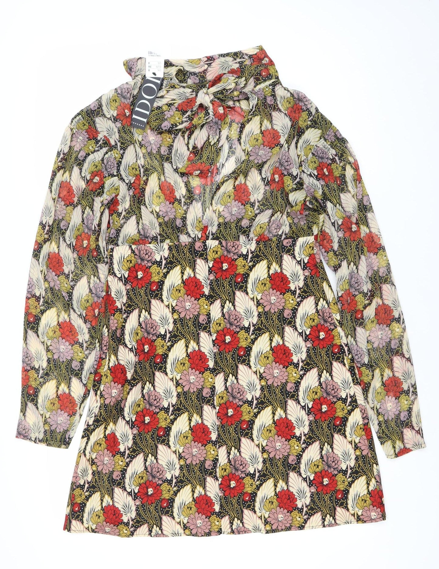 Topshop Women’s Multicoloured Floral Shift Dress Size 8