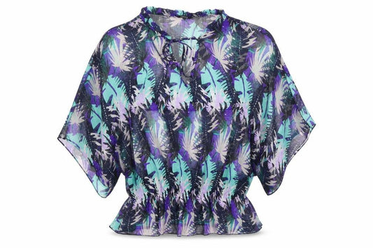 Papaya Womens Multicoloured Sheer Chiffon Blouse Size 12 Kimono Sleeve