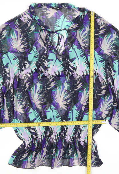 Papaya Womens Multicoloured Sheer Chiffon Blouse Size 12 Kimono Sleeve