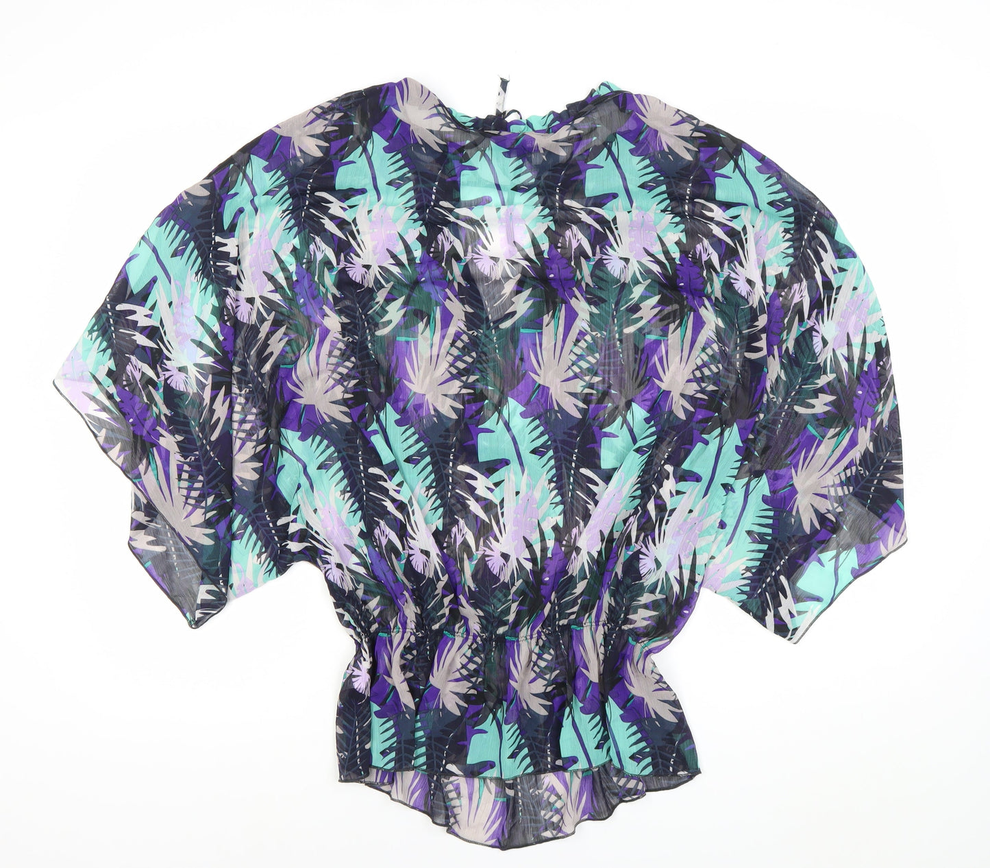 Papaya Womens Multicoloured Sheer Chiffon Blouse Size 12 Kimono Sleeve