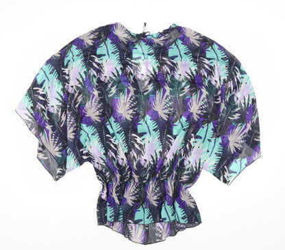 Papaya Womens Multicoloured Sheer Chiffon Blouse Size 12 Kimono Sleeve