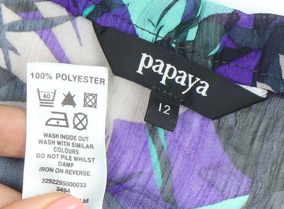 Papaya Womens Multicoloured Sheer Chiffon Blouse Size 12 Kimono Sleeve