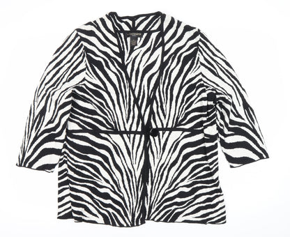 A. Giannetti Women’s 2XL Black White Zebra Print Cotton Cardigan