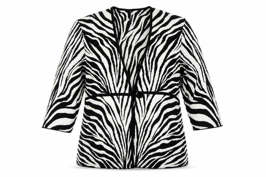A. Giannetti Women’s 2XL Black White Zebra Print Cotton Cardigan
