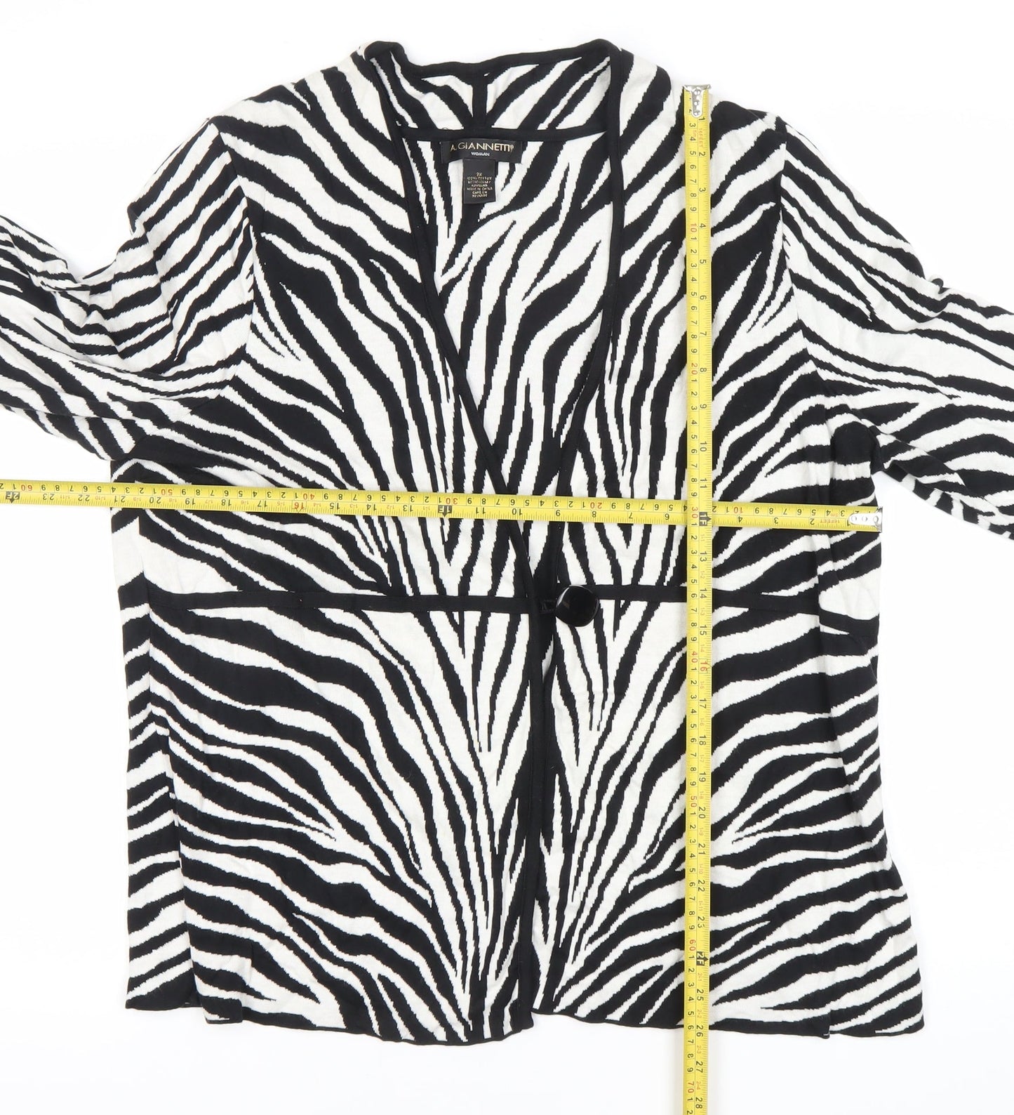A. Giannetti Women’s 2XL Black White Zebra Print Cotton Cardigan