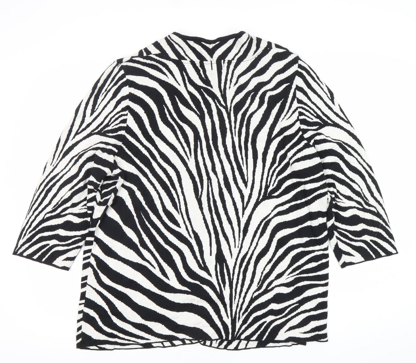 A. Giannetti Women’s 2XL Black White Zebra Print Cotton Cardigan