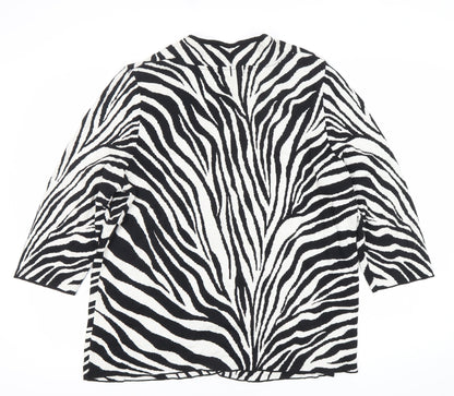 A. Giannetti Women’s 2XL Black White Zebra Print Cotton Cardigan