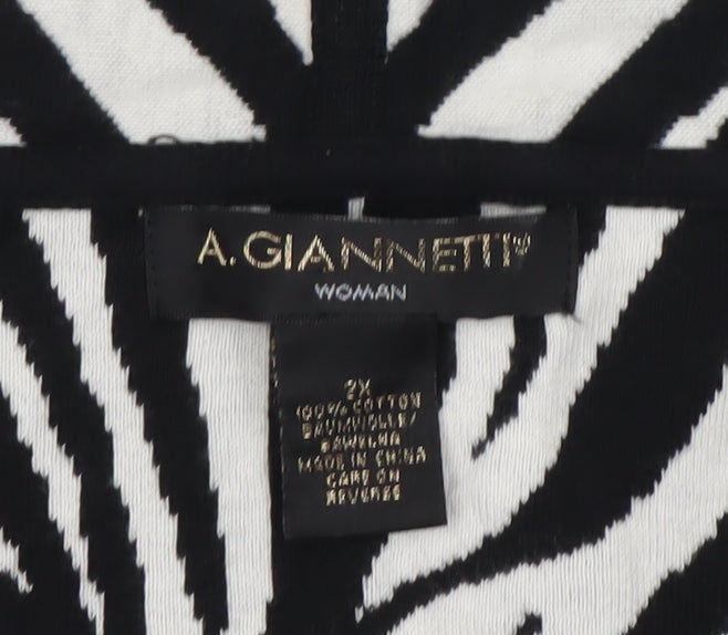 A. Giannetti Women’s 2XL Black White Zebra Print Cotton Cardigan