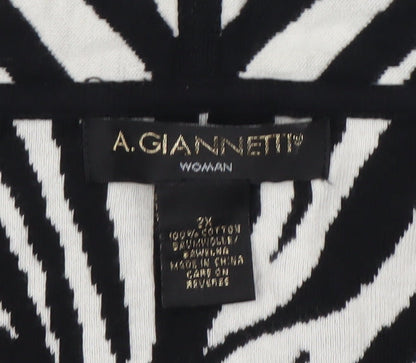 A. Giannetti Women’s 2XL Black White Zebra Print Cotton Cardigan